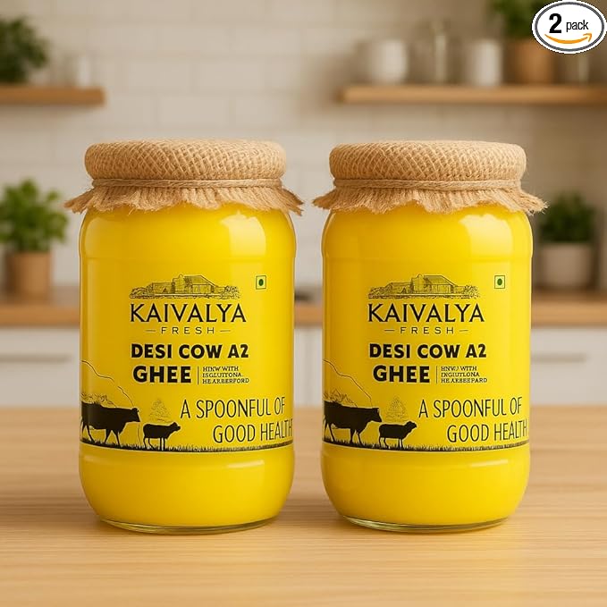 Kaivalya Fresh A2 Desi Cow Ghee 1 Litre (1000ml x 2) Pack of 2