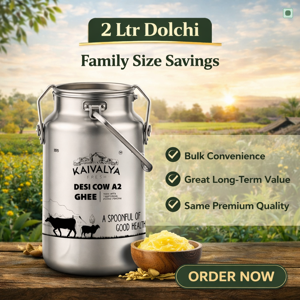 A2 Desi Cow Ghee Steel Dolchi (2LT ) Made from Curd