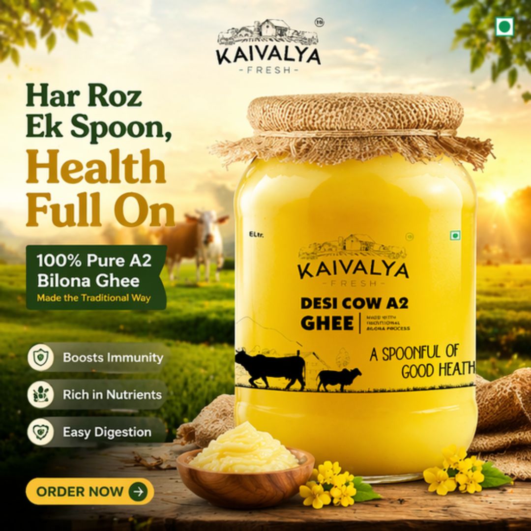 1 Litre Desi Cow A2 Ghee - Made From Curd