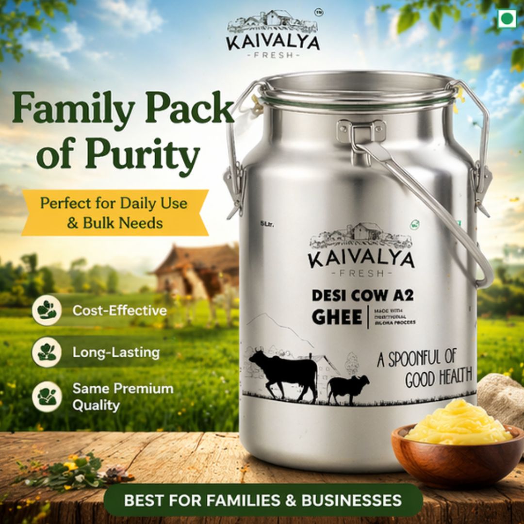 5 Litre Desi Cow A2 ghee Dolchi- Made From Curd