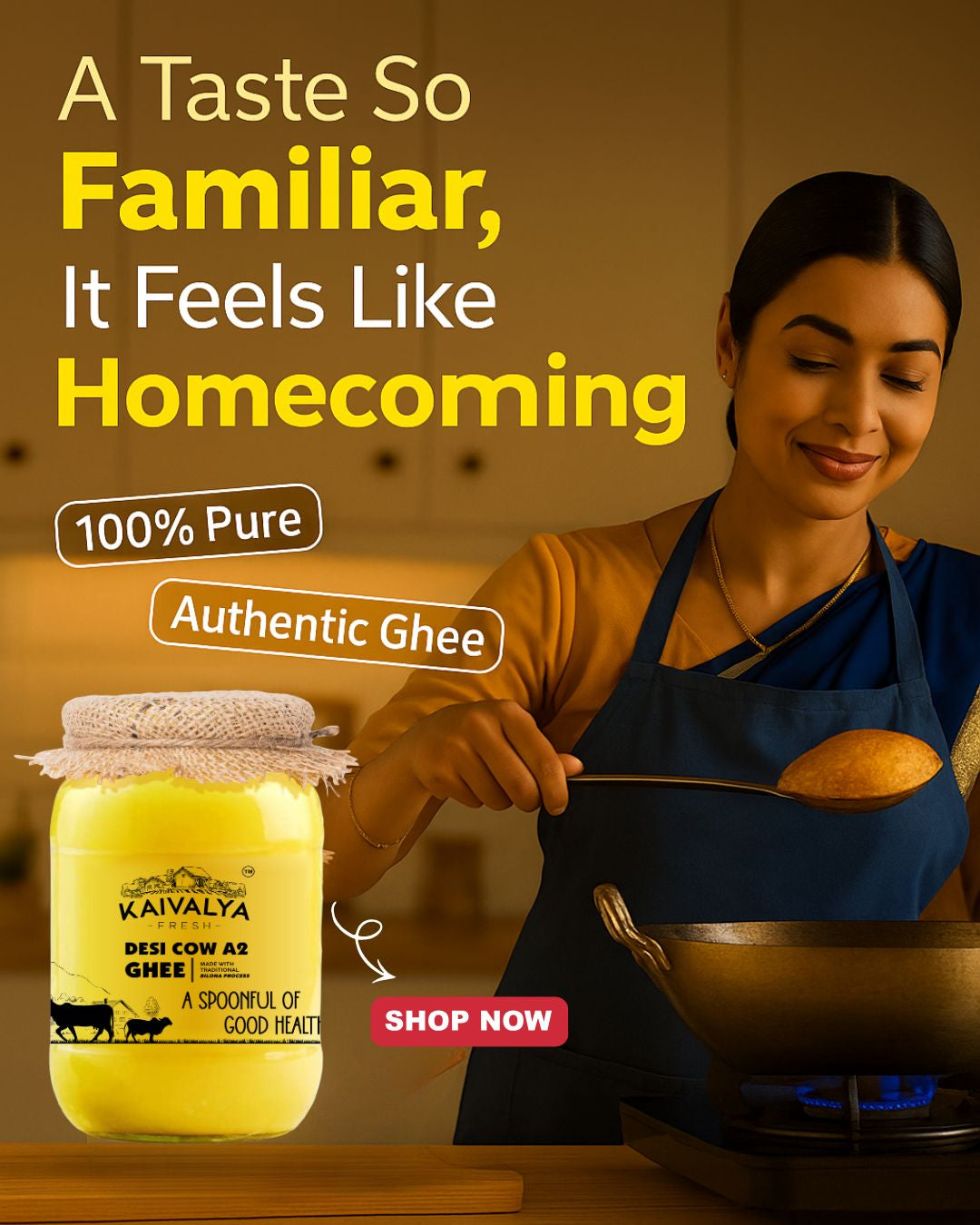 Desi Cow A2 Ghee - Made From Curd 500 Ml