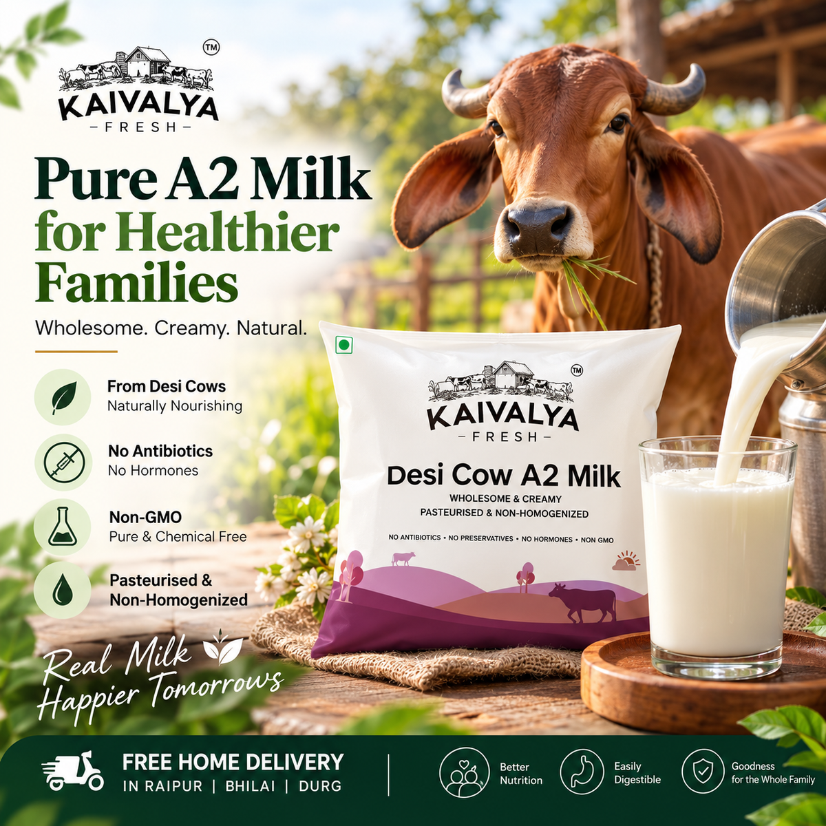 A2 Desi Cow Milk (Only Available in Raipur,Bhilai , Durg C.G)